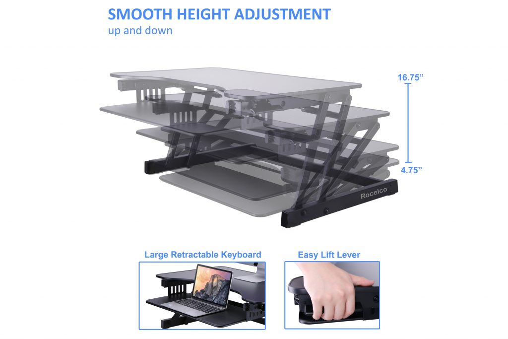 Rocelco ADR Adjustable Desk Riser and Standing Desk Converter