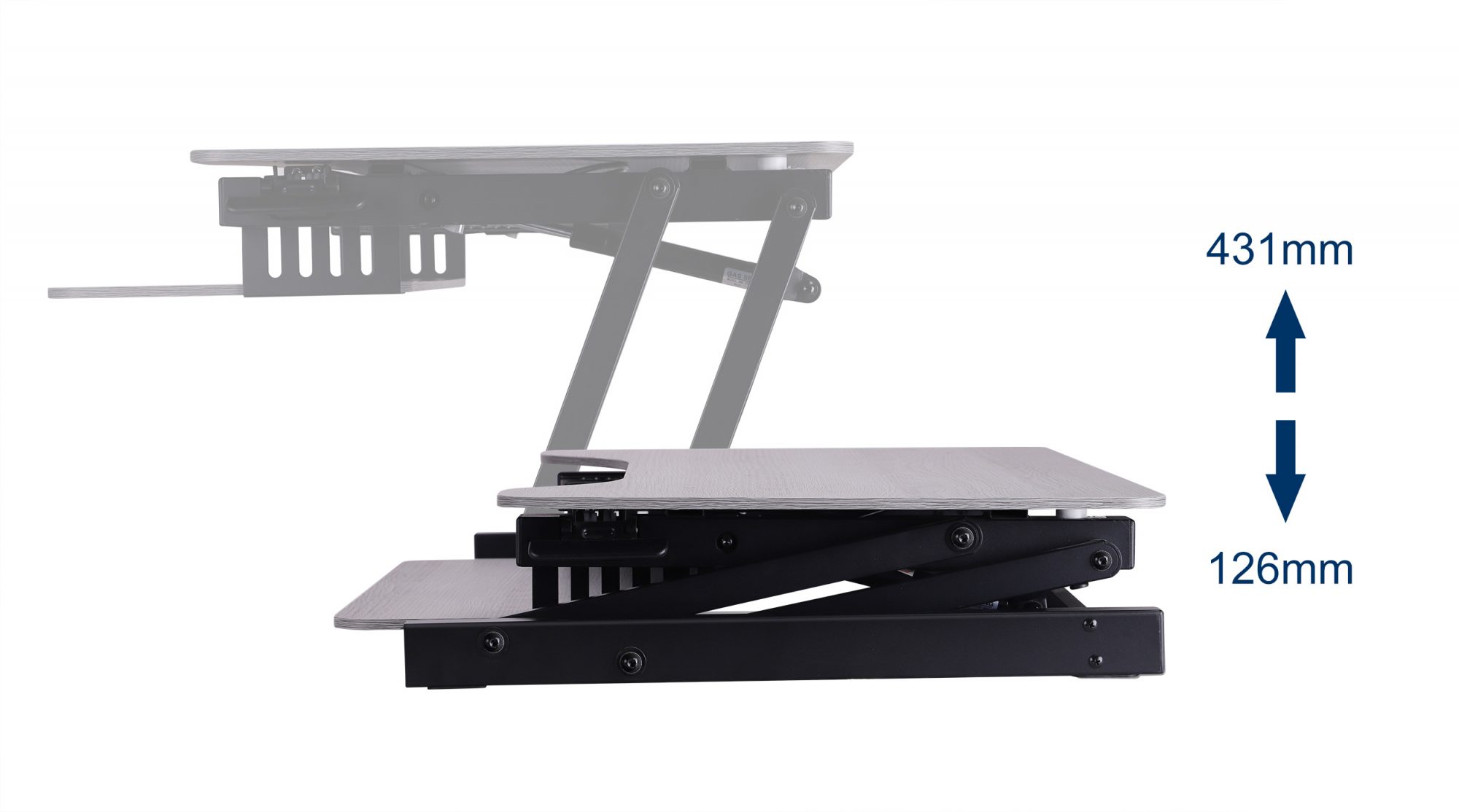 Rocelco DADR (Grey) Sit Stand Desk Riser
